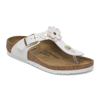 Birkenstock Kids Gizeh Flower in White Leather