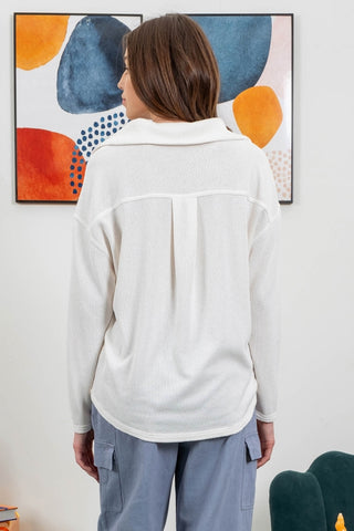 Veronica V-Neck Tab Button Knit
