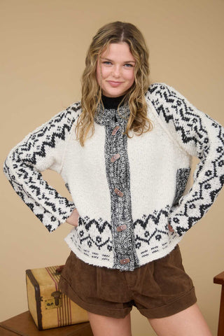 Penelope Tribal Button Knit Cardigan