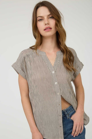 Isabella Pinstripe Button Down Top