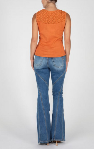 Miss Me Constance Crochet Butterfly Detailed Tank