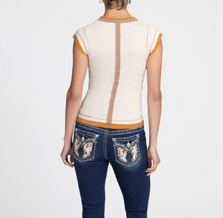Miss Me Victoria Cap Sleeve Top