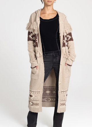 Miss Me Melanie Aztec Fringe Cardigan