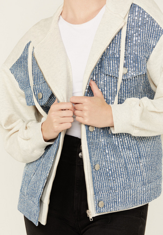 Miss Me Blair Denim Sequin Jacket