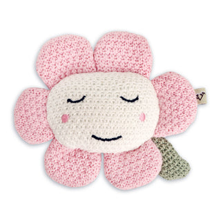 Viverano Flower Pointelle Knit Blanket & Flower Rattle Gift Set