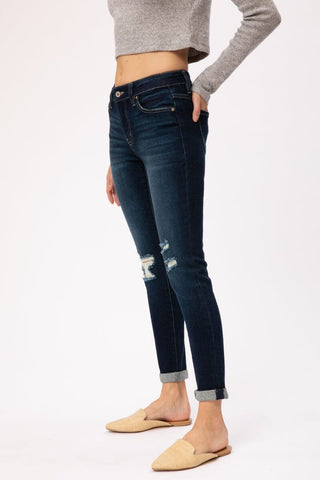 KanCan Gemma Distressed Mid Rise Ankle Skinny Jeans