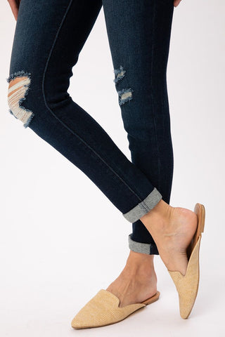 KanCan Gemma Distressed Mid Rise Ankle Skinny Jeans