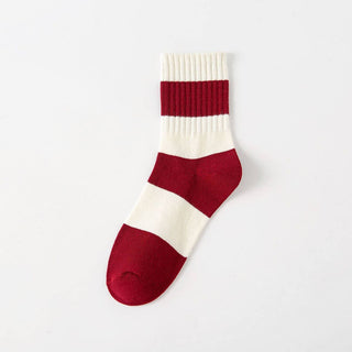 Cozy Cotton Mid Calf Crew Striped Sock