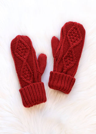 Panache Red Cable Knit Mittens