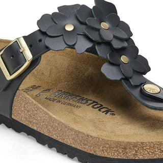 Birkenstock Gizeh Flower in Black Leather