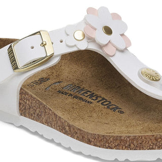 Birkenstock Kids Gizeh Flower in White Leather