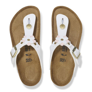 Birkenstock Kids Gizeh Flower in White Leather