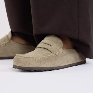 Birkenstock Naples Wrapped Suede in Taupe