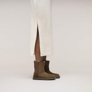 Birkenstock Uppsala Suede Zip Shearling in Dark Tea