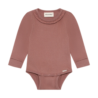 Minymo Baby Girls Burlwood Knit Lace Bodysuit