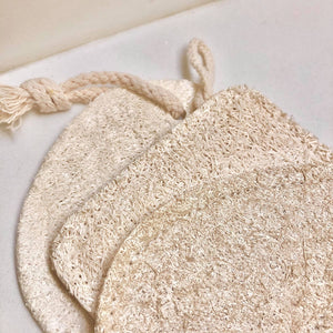 Eco Beige Natural Loofah Scrub Set of 3