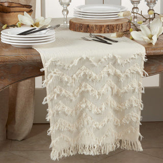 Table Runner Ivory Chevron Design