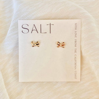 Salt Dainty Stud Bow Earrings