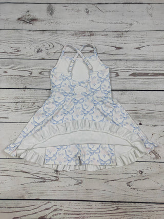 Girls Flower Bow Print Athletic Dress