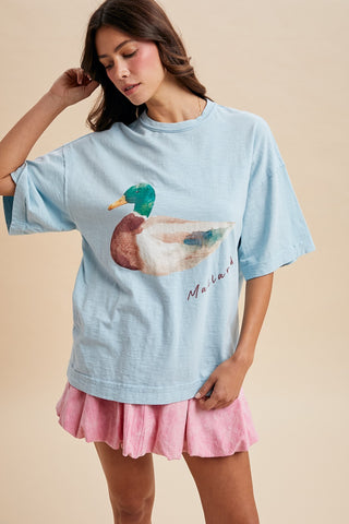 Katy Mallard Duck Printed Oversized Tee Shirt