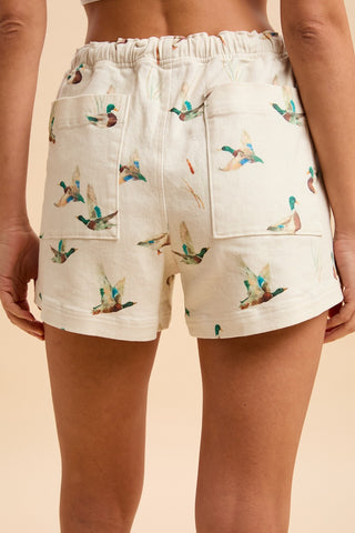 Melanie Mallard Duck Print Drawstring Shorts