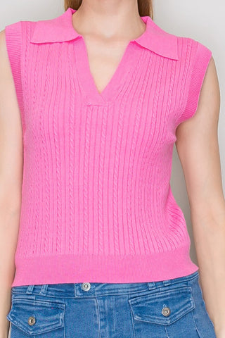 Sarah Cable Sleeveless Vest Sweater