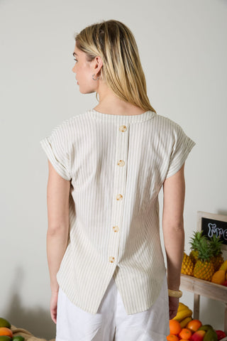 Penelope Split Neck Cuffed Top