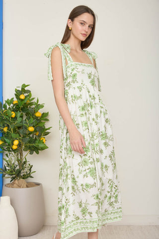 Floral Border Empire Midi Dress
