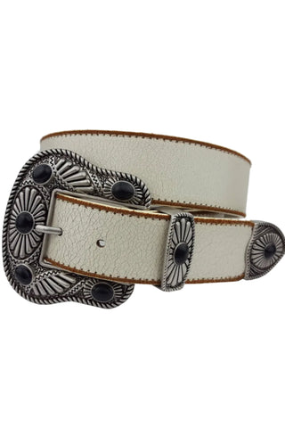 Vintage Leather Belt with Western Buckle