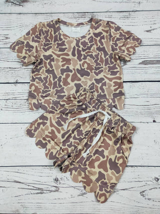 Girls Camo Scallop Short Set