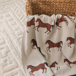 Viverano Horse Organic Jacquard Knit Blanket
