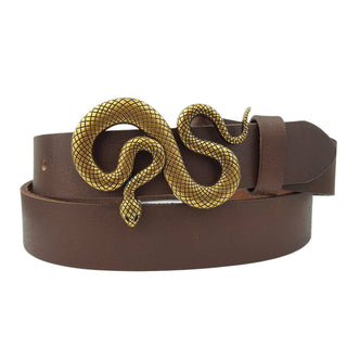 Genuine Leather Belt with Snake Buckle