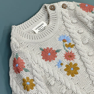 Viverano Floral Embroidered Chunky  Pullover