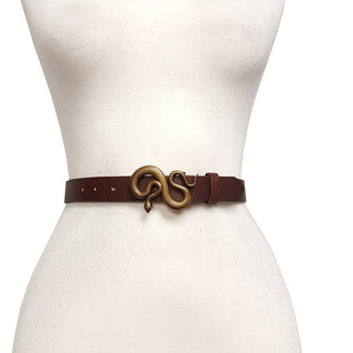 Genuine Leather Belt with Snake Buckle