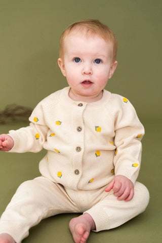Viverano Lemon Embroidered Cardigan