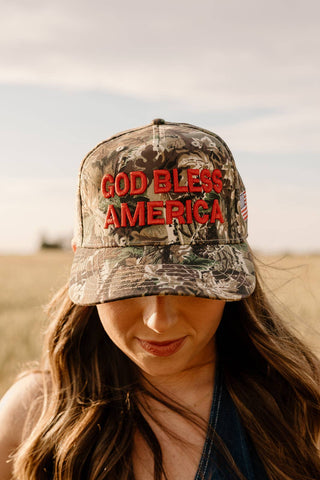 Worthy Hat Co Trucker Hat God Bless America