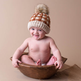 Huggalugs Buffalo Check Pom Beanies