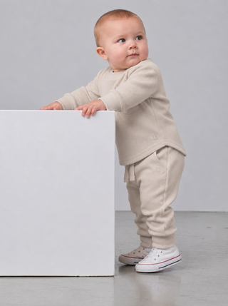 Little Bipsy Baby Boys Cream Waffle Jogger