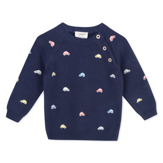 Viverano Mini Beetle Cars Embroidered Sweater