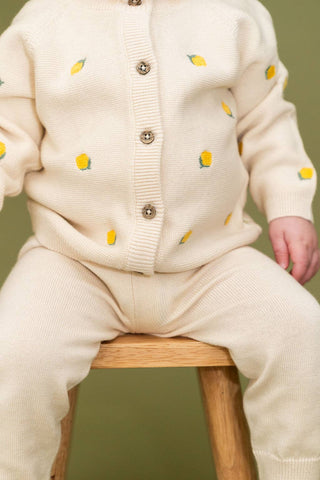 Viverano Lemon Embroidered Cardigan