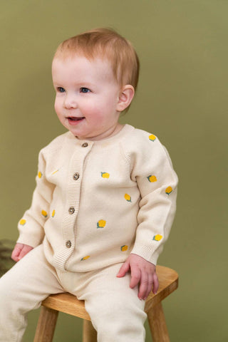Viverano Lemon Embroidered Cardigan