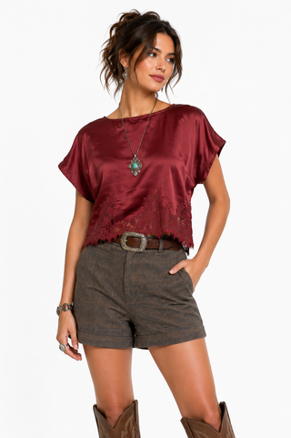Annecy Lace Satin Blouse