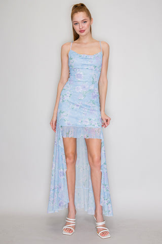 Tiffany Mesh High Low Ruffled Dress