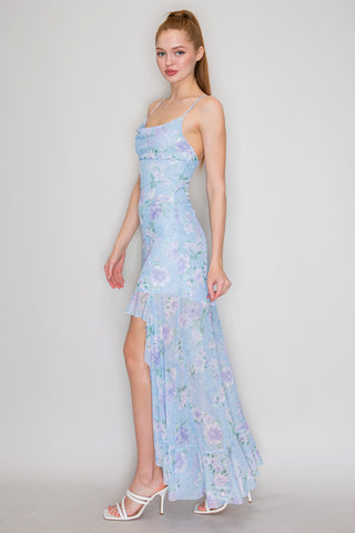 Tiffany Mesh High Low Ruffled Dress
