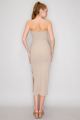Tessa Twisted Sweetheart Slit Tube Dress