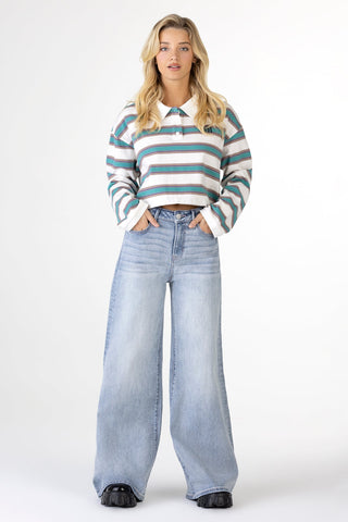 Miss Me Wren Hi-Rise Super Wide Leg Light Wash