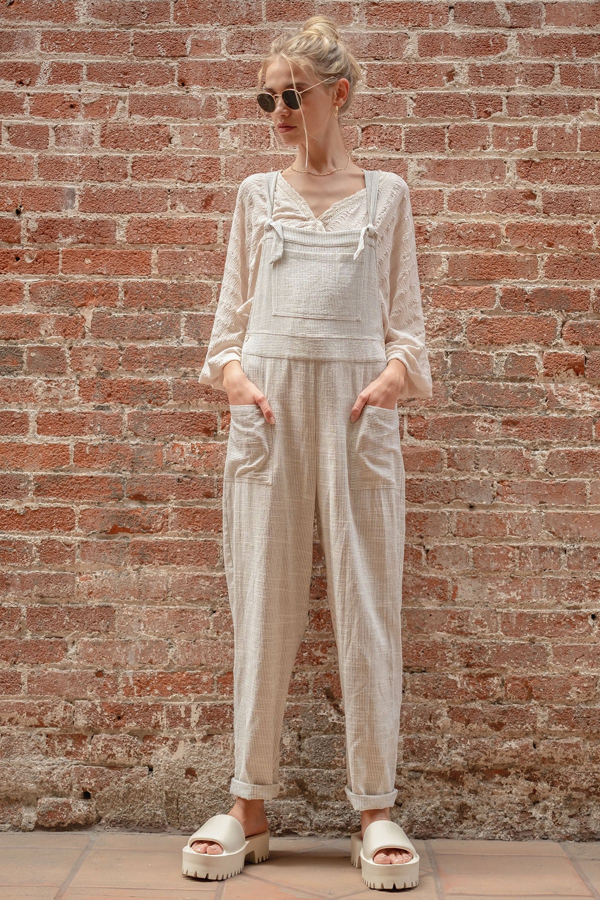 Lindsey Striped Linen Overall