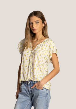 Dylan Charlie Lemons Ruffle Top