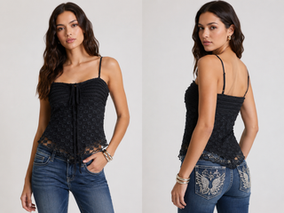 Miss Me Textured Cami Top with Ribbon