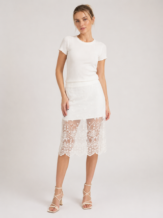 Miss Me Mini Skirt with Lace Overlay